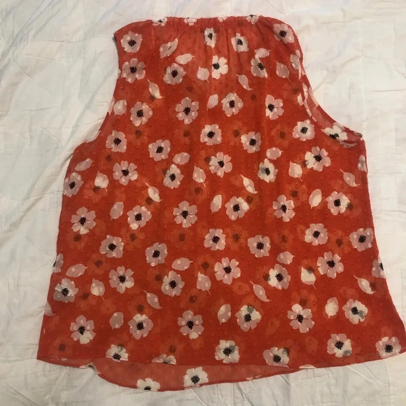 3/$25 ❥ Alfred Sung Sheer  Floral Sleeveless Top Orange XXL - Picture 2 of 5